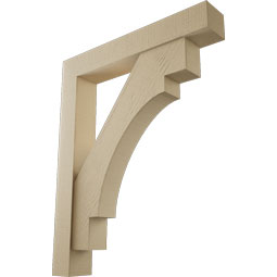 Ekena Millwork - BKTUR0554X34X42MRC05RCPR - Timberthane Faux Wood Merced Style Bracket w/ Offset Brace, Block Ends, 5 1/2"W x 34"D x 42"H, Primed Tan