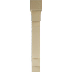 Ekena Millwork - BKTUR0554X36X40MRC05RCPR - Timberthane Faux Wood Merced Style Bracket w/ Offset Brace, Block Ends, 5 1/2"W x 36"D x 40"H, Primed Tan