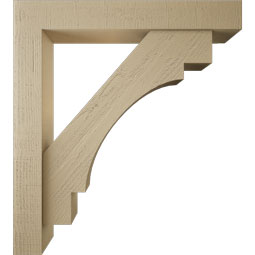 Ekena Millwork - BKTUR0554X36X40MRC05RCPR - Timberthane Faux Wood Merced Style Bracket w/ Offset Brace, Block Ends, 5 1/2"W x 36"D x 40"H, Primed Tan