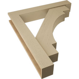 Ekena Millwork - BKTUR0554X36X40MRC05RCPR - Timberthane Faux Wood Merced Style Bracket w/ Offset Brace, Block Ends, 5 1/2"W x 36"D x 40"H, Primed Tan