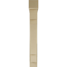 Ekena Millwork - BKTUR0554X36X44MRC05RCPR - Timberthane Faux Wood Merced Style Bracket w/ Offset Brace, Block Ends, 5 1/2"W x 36"D x 44"H, Primed Tan