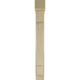 Ekena Millwork - BKTUR0554X36X48MRC05RCPR - Timberthane Faux Wood Merced Style Bracket w/ Offset Brace, Block Ends, 5 1/2"W x 36"D x 48"H, Primed Tan