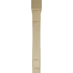 Ekena Millwork - BKTUR0554X38X44MRC05RCPR - Timberthane Faux Wood Merced Style Bracket w/ Offset Brace, Block Ends, 5 1/2"W x 38"D x 44"H, Primed Tan