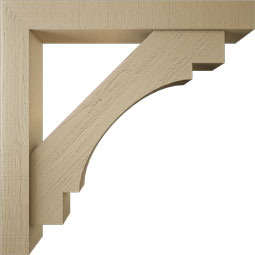 Ekena Millwork - BKTUR0554X40X40MRC05RCPR - Timberthane Faux Wood Merced Style Bracket w/ Offset Brace, Block Ends, 5 1/2"W x 40"D x 40"H, Primed Tan