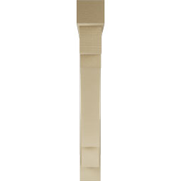 Ekena Millwork - BKTUR0554X42X42MRC05RCPR - Timberthane Faux Wood Merced Style Bracket w/ Offset Brace, Block Ends, 5 1/2"W x 42"D x 42"H, Primed Tan