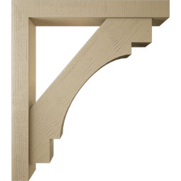 Ekena Millwork - BKTUR0554X42X48MRC05RCPR - Timberthane Faux Wood Merced Style Bracket w/ Offset Brace, Block Ends, 5 1/2"W x 42"D x 48"H, Primed Tan