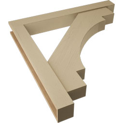 Ekena Millwork - BKTUR0554X46X46MRC05RCPR - Timberthane Faux Wood Merced Style Bracket w/ Offset Brace, Block Ends, 5 1/2"W x 46"D x 46"H, Primed Tan