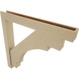Ekena Millwork - BKTUR0554X48X48MRC05RCPR - Timberthane Faux Wood Merced Style Bracket w/ Offset Brace, Block Ends, 5 1/2"W x 48"D x 48"H, Primed Tan