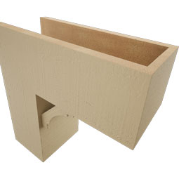 Ekena Millwork - BKTUR0756X18X18MRC05RCPR - Timberthane Faux Wood Merced Style Bracket w/ Offset Brace, Block Ends, 7 1/2"W x 18"D x 18"H, Primed Tan
