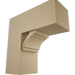 Ekena Millwork - BKTUR0756X18X18MRC05RCPR - Timberthane Faux Wood Merced Style Bracket w/ Offset Brace, Block Ends, 7 1/2"W x 18"D x 18"H, Primed Tan