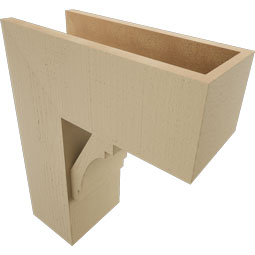 Ekena Millwork - BKTUR0756X18X22MRC05RCPR - Timberthane Faux Wood Merced Style Bracket w/ Offset Brace, Block Ends, 7 1/2"W x 18"D x 22"H, Primed Tan