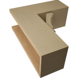 Ekena Millwork - BKTUR0756X18X22MRC05RCPR - Timberthane Faux Wood Merced Style Bracket w/ Offset Brace, Block Ends, 7 1/2"W x 18"D x 22"H, Primed Tan