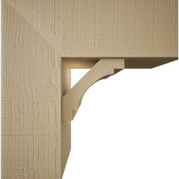 Ekena Millwork - BKTUR0756X20X20MRC05RCPR - Timberthane Faux Wood Merced Style Bracket w/ Offset Brace, Block Ends, 7 1/2"W x 20"D x 20"H, Primed Tan