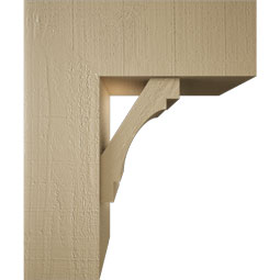 Ekena Millwork - BKTUR0756X20X24MRC05RCPR - Timberthane Faux Wood Merced Style Bracket w/ Offset Brace, Block Ends, 7 1/2"W x 20"D x 24"H, Primed Tan