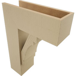 Ekena Millwork - BKTUR0756X20X28MRC05RCPR - Timberthane Faux Wood Merced Style Bracket w/ Offset Brace, Block Ends, 7 1/2"W x 20"D x 28"H, Primed Tan