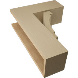 Ekena Millwork - BKTUR0756X20X28MRC05RCPR - Timberthane Faux Wood Merced Style Bracket w/ Offset Brace, Block Ends, 7 1/2"W x 20"D x 28"H, Primed Tan