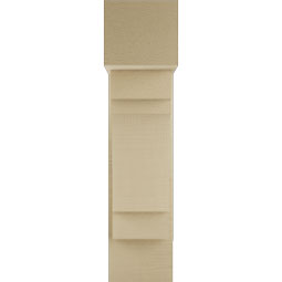 Ekena Millwork - BKTUR0756X20X32MRC05RCPR - Timberthane Faux Wood Merced Style Bracket w/ Offset Brace, Block Ends, 7 1/2"W x 20"D x 32"H, Primed Tan