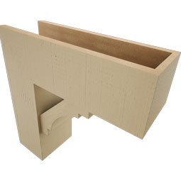 Ekena Millwork - BKTUR0756X22X22MRC05RCPR - Timberthane Faux Wood Merced Style Bracket w/ Offset Brace, Block Ends, 7 1/2"W x 22"D x 22"H, Primed Tan