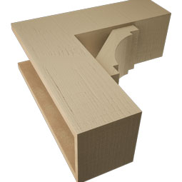 Ekena Millwork - BKTUR0756X22X22MRC05RCPR - Timberthane Faux Wood Merced Style Bracket w/ Offset Brace, Block Ends, 7 1/2"W x 22"D x 22"H, Primed Tan