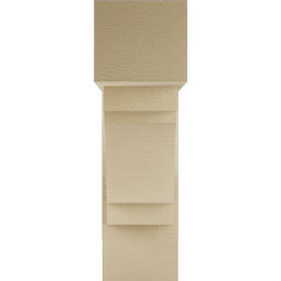 Ekena Millwork - BKTUR0756X22X26MRC05RCPR - Timberthane Faux Wood Merced Style Bracket w/ Offset Brace, Block Ends, 7 1/2"W x 22"D x 26"H, Primed Tan