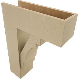Ekena Millwork - BKTUR0756X22X30MRC05RCPR - Timberthane Faux Wood Merced Style Bracket w/ Offset Brace, Block Ends, 7 1/2"W x 22"D x 30"H, Primed Tan