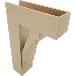 Ekena Millwork - BKTUR0756X22X34MRC05RCPR - Timberthane Faux Wood Merced Style Bracket w/ Offset Brace, Block Ends, 7 1/2"W x 22"D x 34"H, Primed Tan