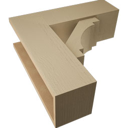 Ekena Millwork - BKTUR0756X24X24MRC05RCPR - Timberthane Faux Wood Merced Style Bracket w/ Offset Brace, Block Ends, 7 1/2"W x 24"D x 24"H, Primed Tan
