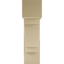 Ekena Millwork - BKTUR0756X24X28MRC05RCPR - Timberthane Faux Wood Merced Style Bracket w/ Offset Brace, Block Ends, 7 1/2"W x 24"D x 28"H, Primed Tan