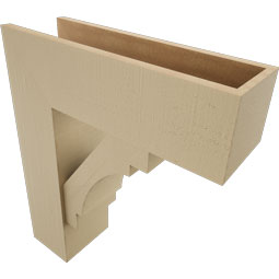 Ekena Millwork - BKTUR0756X24X28MRC05RCPR - Timberthane Faux Wood Merced Style Bracket w/ Offset Brace, Block Ends, 7 1/2"W x 24"D x 28"H, Primed Tan