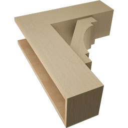 Ekena Millwork - BKTUR0756X24X28MRC05RCPR - Timberthane Faux Wood Merced Style Bracket w/ Offset Brace, Block Ends, 7 1/2"W x 24"D x 28"H, Primed Tan
