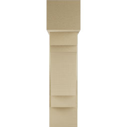 Ekena Millwork - BKTUR0756X24X32MRC05RCPR - Timberthane Faux Wood Merced Style Bracket w/ Offset Brace, Block Ends, 7 1/2"W x 24"D x 32"H, Primed Tan