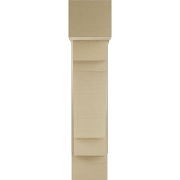 Ekena Millwork - BKTUR0756X24X36MRC05RCPR - Timberthane Faux Wood Merced Style Bracket w/ Offset Brace, Block Ends, 7 1/2"W x 24"D x 36"H, Primed Tan