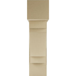 Ekena Millwork - BKTUR0756X26X30MRC05RCPR - Timberthane Faux Wood Merced Style Bracket w/ Offset Brace, Block Ends, 7 1/2"W x 26"D x 30"H, Primed Tan