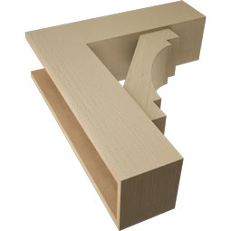 Ekena Millwork - BKTUR0756X26X30MRC05RCPR - Timberthane Faux Wood Merced Style Bracket w/ Offset Brace, Block Ends, 7 1/2"W x 26"D x 30"H, Primed Tan