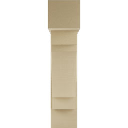 Ekena Millwork - BKTUR0756X26X34MRC05RCPR - Timberthane Faux Wood Merced Style Bracket w/ Offset Brace, Block Ends, 7 1/2"W x 26"D x 34"H, Primed Tan