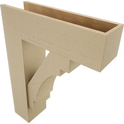 Ekena Millwork - BKTUR0756X26X34MRC05RCPR - Timberthane Faux Wood Merced Style Bracket w/ Offset Brace, Block Ends, 7 1/2"W x 26"D x 34"H, Primed Tan