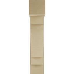 Ekena Millwork - BKTUR0756X26X38MRC05RCPR - Timberthane Faux Wood Merced Style Bracket w/ Offset Brace, Block Ends, 7 1/2"W x 26"D x 38"H, Primed Tan