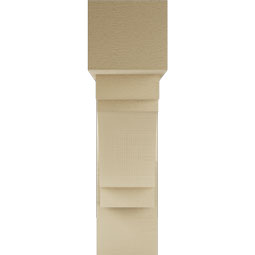 Ekena Millwork - BKTUR0756X28X28MRC05RCPR - Timberthane Faux Wood Merced Style Bracket w/ Offset Brace, Block Ends, 7 1/2"W x 28"D x 28"H, Primed Tan