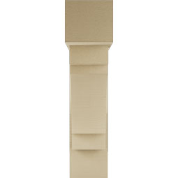 Ekena Millwork - BKTUR0756X28X32MRC05RCPR - Timberthane Faux Wood Merced Style Bracket w/ Offset Brace, Block Ends, 7 1/2"W x 28"D x 32"H, Primed Tan