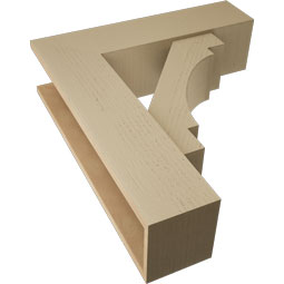 Ekena Millwork - BKTUR0756X28X32MRC05RCPR - Timberthane Faux Wood Merced Style Bracket w/ Offset Brace, Block Ends, 7 1/2"W x 28"D x 32"H, Primed Tan