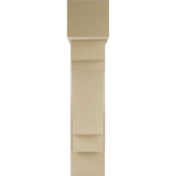 Ekena Millwork - BKTUR0756X28X36MRC05RCPR - Timberthane Faux Wood Merced Style Bracket w/ Offset Brace, Block Ends, 7 1/2"W x 28"D x 36"H, Primed Tan