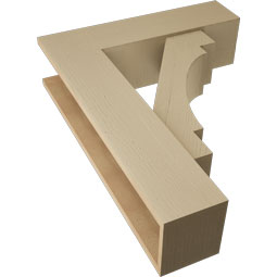 Ekena Millwork - BKTUR0756X28X36MRC05RCPR - Timberthane Faux Wood Merced Style Bracket w/ Offset Brace, Block Ends, 7 1/2"W x 28"D x 36"H, Primed Tan