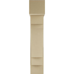 Ekena Millwork - BKTUR0756X28X40MRC05RCPR - Timberthane Faux Wood Merced Style Bracket w/ Offset Brace, Block Ends, 7 1/2"W x 28"D x 40"H, Primed Tan