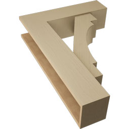 Ekena Millwork - BKTUR0756X28X40MRC05RCPR - Timberthane Faux Wood Merced Style Bracket w/ Offset Brace, Block Ends, 7 1/2"W x 28"D x 40"H, Primed Tan