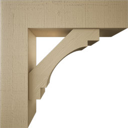 Ekena Millwork - BKTUR0756X30X30MRC05RCPR - Timberthane Faux Wood Merced Style Bracket w/ Offset Brace, Block Ends, 7 1/2"W x 30"D x 30"H, Primed Tan
