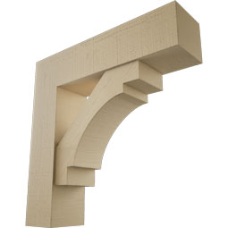 Ekena Millwork - BKTUR0756X30X30MRC05RCPR - Timberthane Faux Wood Merced Style Bracket w/ Offset Brace, Block Ends, 7 1/2"W x 30"D x 30"H, Primed Tan