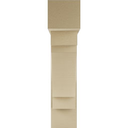 Ekena Millwork - BKTUR0756X30X34MRC05RCPR - Timberthane Faux Wood Merced Style Bracket w/ Offset Brace, Block Ends, 7 1/2"W x 30"D x 34"H, Primed Tan