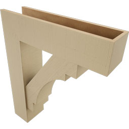 Ekena Millwork - BKTUR0756X30X36MRC05RCPR - Timberthane Faux Wood Merced Style Bracket w/ Offset Brace, Block Ends, 7 1/2"W x 30"D x 36"H, Primed Tan
