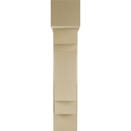 Ekena Millwork - BKTUR0756X30X38MRC05RCPR - Timberthane Faux Wood Merced Style Bracket w/ Offset Brace, Block Ends, 7 1/2"W x 30"D x 38"H, Primed Tan