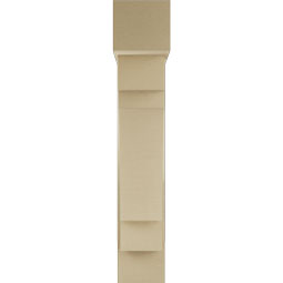 Ekena Millwork - BKTUR0756X30X42MRC05RCPR - Timberthane Faux Wood Merced Style Bracket w/ Offset Brace, Block Ends, 7 1/2"W x 30"D x 42"H, Primed Tan